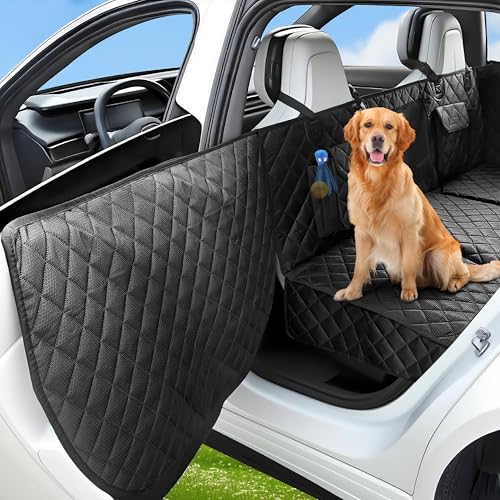 Hard Bottom Dog Car Seat Cover for Back Seat with Door Protector