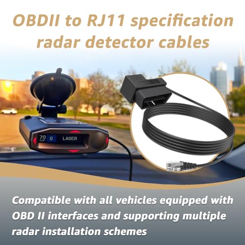 OBDII to RJ11 for Escort Radar Detector Power Cord for MAX 360 (9.8 Foot)