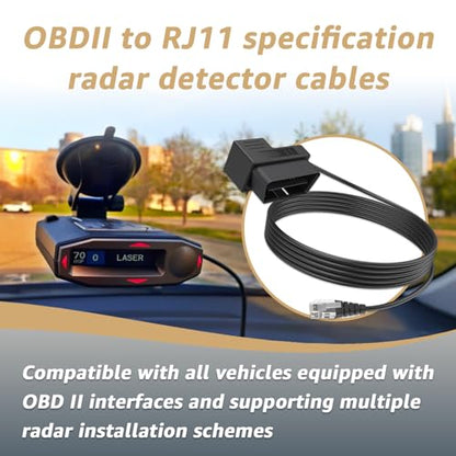 OBDII to RJ11 for Escort Radar Detector Power Cord for MAX 360 (9.8 Foot)