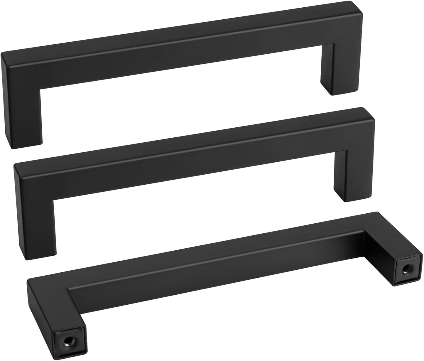 goldenwarm 15 Pack 5 Inch Black Cabinet Handles - Matte Black Drawer Pulls Stainless Steel - 128mm Cabinet Hardware Square Bar Modern Cabinet Pulls for Kitchen Bathroom Cupboard