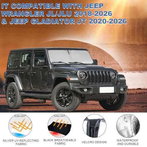 Foldable Front Sun Shade for Jeep Wrangler 2018
