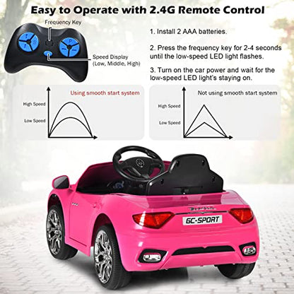 Ride on Car Pink Licensed Maserati Gbili 12V Battery Powered Electric Car with Parent Remote Control & Manual Modes