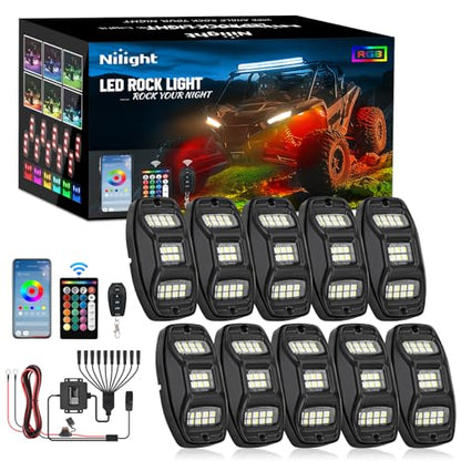 RGBW LED Rock Lights Kit 10 Pods 22 LEDs Wide Angle Lighting (16 Ounce)