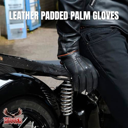 Motorcycle Black Gauntlet Gloves Unlined Cold