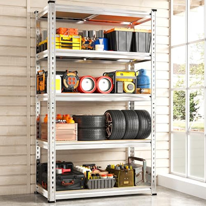 Storage Shelves 2020LBS Garage Shelving Heavy Duty Metal Shelving Adjustable 5 Tier Pantry Shelves for Garage Pantry Closet Kitchen Basement 28" W x 12" D x 59.8" H (4 Count)