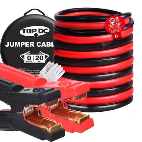 0 Gauge 20 Feet 1000 Amp Heavy Duty Jumper Cables for Car