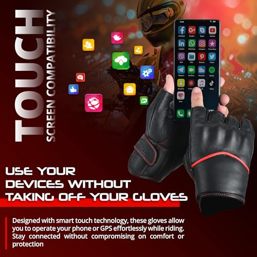 Motorcycle Gloves Men's Leather Motorbike Gloves Touchscreen Function