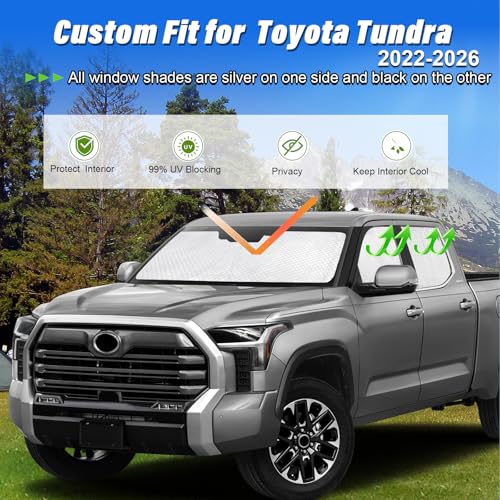 6pcs Thicken Sun Shades for Toyota Tundra 2022