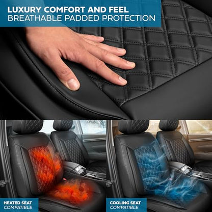 Curated Diamond IV Leather Seat Covers for Cars & SUVs (2 Count)