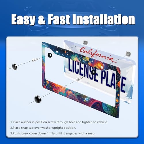 Abstract Galaxy License Plate Frame Stainless Steel Accessory12.3x6.3 in