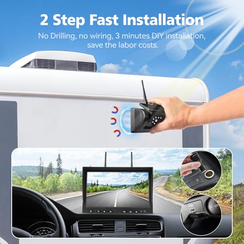 10.1" 2 Magnetic Solar Wireless Backup Camera (2 Count)