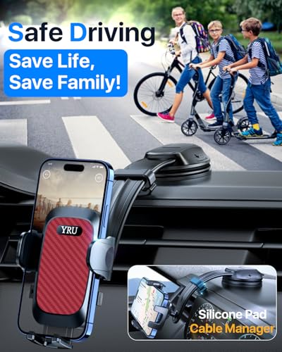 2026 Ultimate Car Phone Holder Mount [Bendable & Adjustable Aluminum Arm] Cell Phone Holder for Car Dashboard Windshield Phone Stand for iPhone 17 16 15 14 Pro Max Samsung Pickup Truck