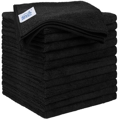 Black Microfiber Cleaning Cloth 12 Pack (12 Count)