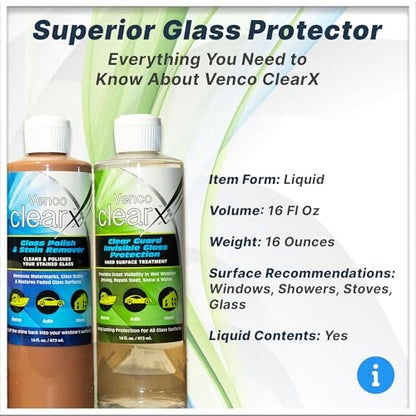 Venco Clear X Glass Polish & Protector (16 Fl Oz)