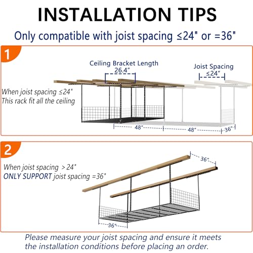 3 x 8FT Overhead Garage Storage Rack