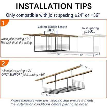 3 x 8FT Overhead Garage Storage Rack