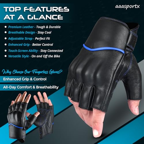 Motorcycle Gloves Men's Leather Motorbike Gloves Touchscreen Function