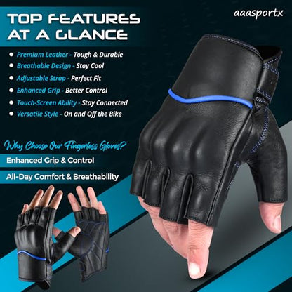 Motorcycle Gloves Men's Leather Motorbike Gloves Touchscreen Function