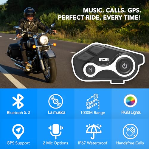 Motorcycle Bluetooth Intercom 1000m 2 Riders Motorbike Helmet Communication System Headset Universal Wireless Interphone (2 Count)