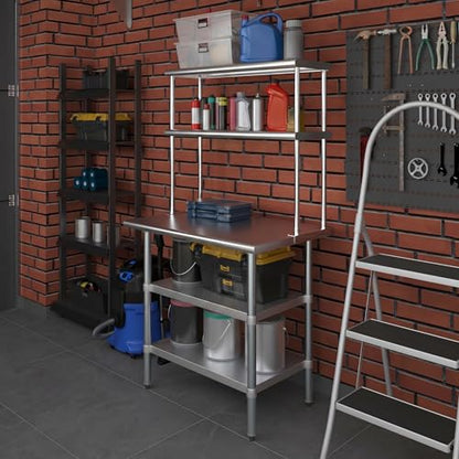 Stainless Steel Work Table with 2 Shelves