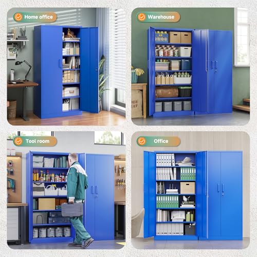 Metal Garage Storage Cabinets with Lock Door and Adjustable Shelves