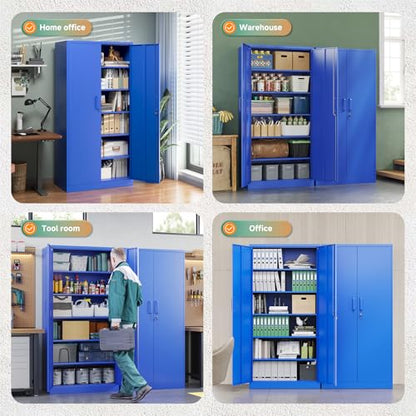 Metal Garage Storage Cabinets with Lock Door and Adjustable Shelves