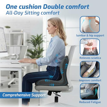 Seat Cushion with Lumbar Support Pillow