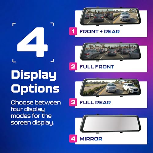PG17 Pro 4K+2.5K Mirror Dash Cam with STARVIS 2 & 5G WiFi Rear View Mirror Camera
