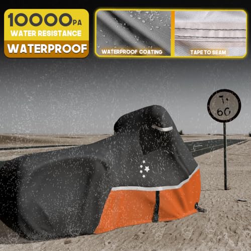 Motorcycle Cover 420D Heavy Duty All Season Universal Weather Waterproof Outdoor Protection 96" XXL Vehicle Cover