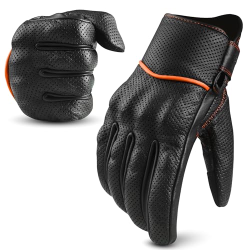 Motorcycle Gloves Men's Leather Motorbike Gloves Touchscreen Function