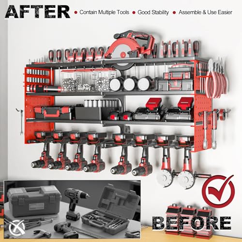 33" Metal Power Tool Organizer Wall Mount