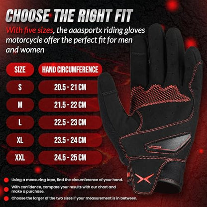 Breathable Motorcycle Gloves for Men with TPR & Kevlar Palm Protection Hard Knuckles Touchscreen