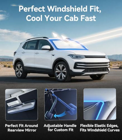 Vinyl Coating Heat Shield] Windshield Sun Shade Umbrella Custom for Volkswagen Taos