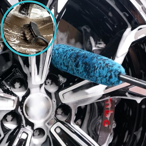 PRO Choice 4 Pack Long Handle Wheel Brush Kit for Cleaning Wheel and Tire