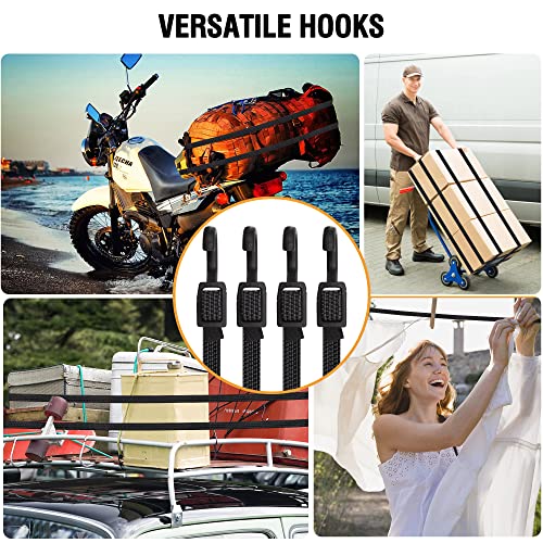 Bungee Cords with Hooks Heavy Duty (4 Count)