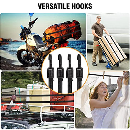 Bungee Cords with Hooks Heavy Duty (4 Count)