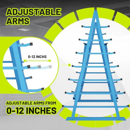 7 Tier Horizontal Lumber Storage Rack with Adjustable Arm