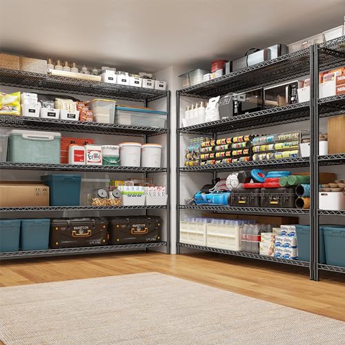 85.7" H Storage Shelves 2998LBS Metal Shelving Unit with Wheels & Feet (2 Count)