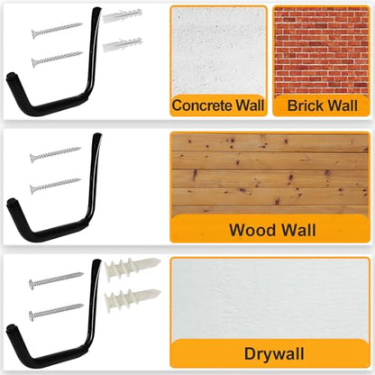 15" Heavy Duty Garage Storage Hooks (8 Count)