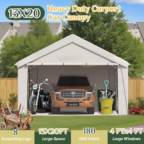 Carport 13x20 Ft Heavy Duty Carport with Roll