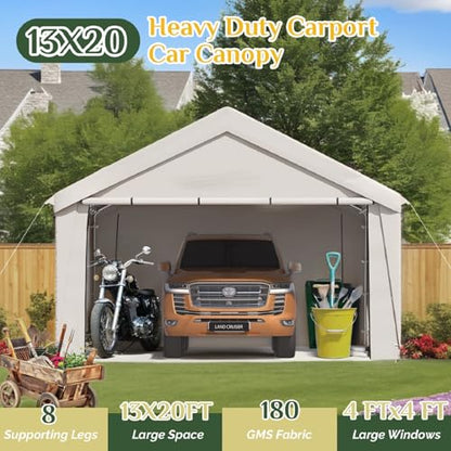 Carport 13x20 Ft Heavy Duty Carport with Roll