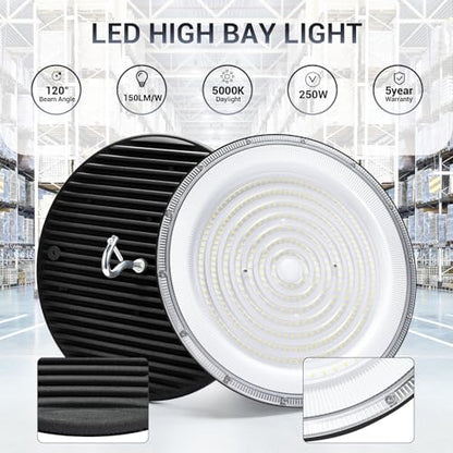 6 Pack 250W UFO Led High Bay Light (6 Count)