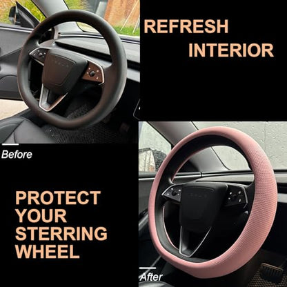 Nappa Leather Steering Wheel Cover for Tesla Model Y