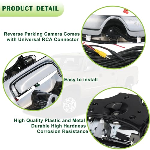 Backup Camera Tailgate Handle Rear View Camera Liftgate Latch Handle Chrome Compatible with 1999