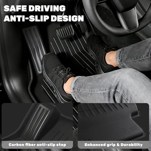 TPE Floor Mats fit for Tesla Model 3 2019 2020 2021 2022 2023 All Weather TPE Cargo Liner Cargo Trunk Accessories and Cargo Trunk Mats Front Rear Cargo Mat Full Set