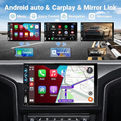 Wireless Carplay Double Din Car Stereo with Backup Camera