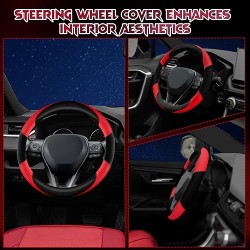 Soft Leather Steering Wheel Cover with Breathable Design and Anti