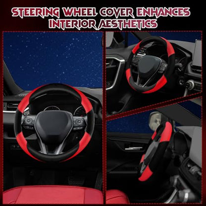 Soft Leather Steering Wheel Cover with Breathable Design and Anti