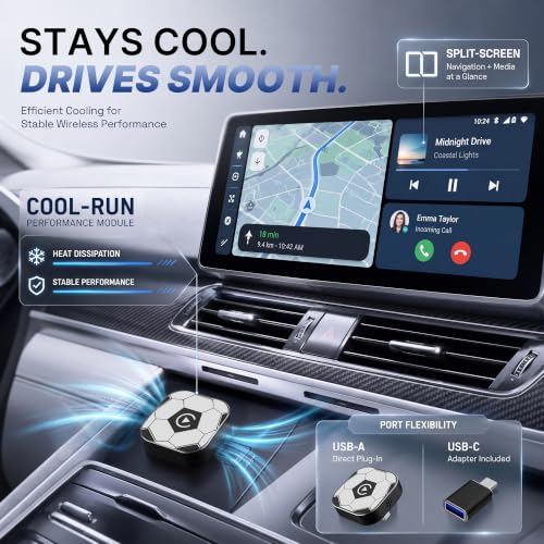 2 in1 Wireless CarPlay Adapter for Apple CarPlay & Android Auto