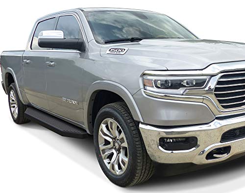 6-inch (Black Stainless Steel Flat Style) Running Boards Nerf Bars Side Steps Compatible with Ram 1500 2009-2018 Crew Cab & Ram 2500 3500 2010-2026